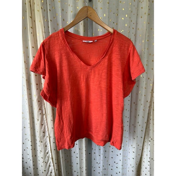 Chico's Women's V Neck Waterfall Sleeves Semi Sheer Basic Blouse Top L - Picture 2 of 6